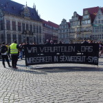 "We oppose the massacre in Sexmeqsut-Syr", Refugee Rally,  Bremen. Photo by Scarlett Messenger