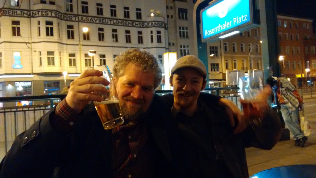 Ben and Elliott on Rosenthaler Platz, Berlin. Photo by Scarlett Messenger